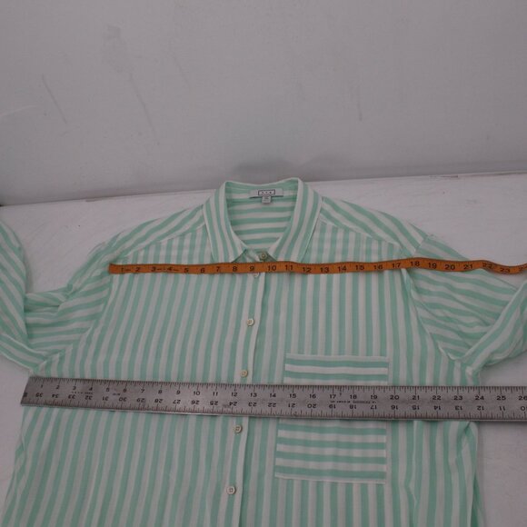 AYR Shirt Women's XL Long Sleeve Button Up Striped Viscose Silk relaxed pocket - Picture 10 of 10